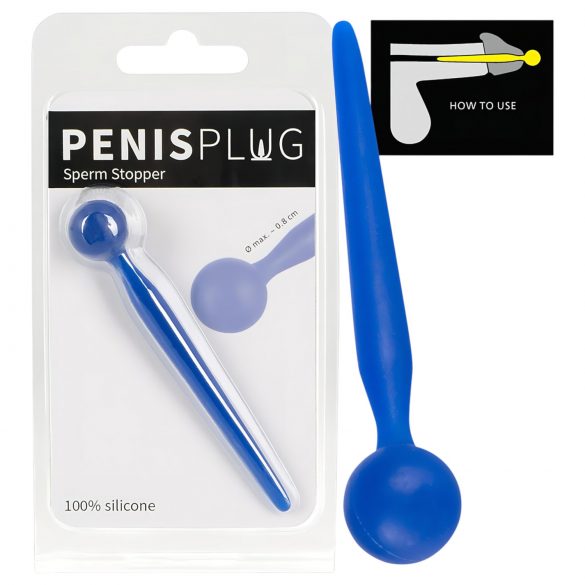 Dilatador Sperm Stopper - Dildo silicona azul para uretra