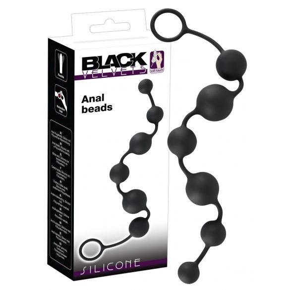 Terciopelo Negro - Dildo anal con 6 perlas (negro)