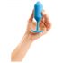 b-vibe Snug Plug 3 - plug anal azul de doble bola (180g)