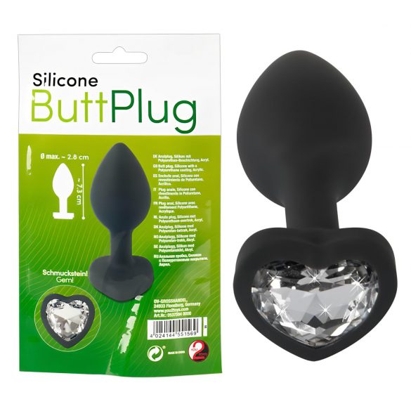 You2Toys Plug Anal con Piedra Blanca (Negro)