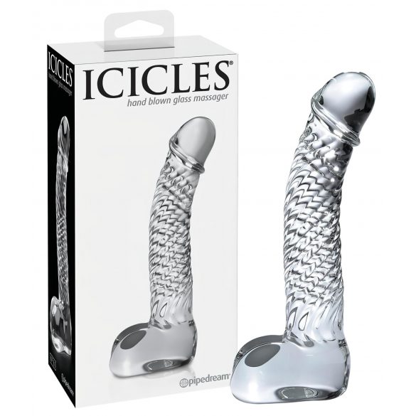 Icicles No. 61 - Dildo de vidrio con testículos (transparente)