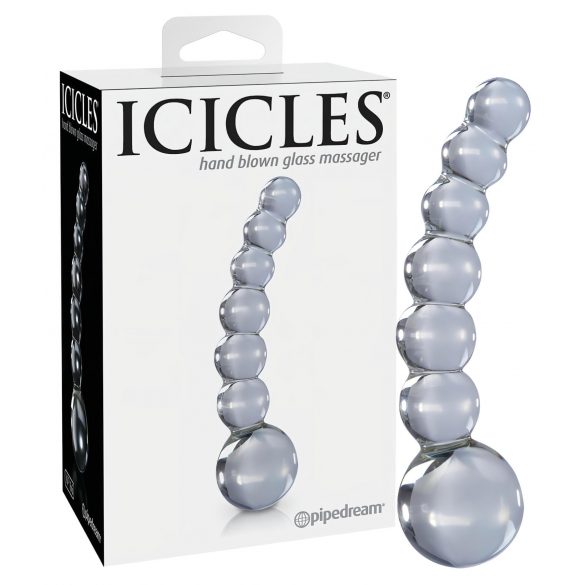 Icicles No. 66 - Dildo curvado y esférico de vidrio (transparente)