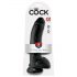 King Cock 9 - Dildo grande con base adherente y testículos (23 cm) - negro