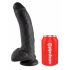 King Cock 9 - Dildo grande con base adherente y testículos (23 cm) - negro