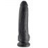 King Cock 9 - Dildo grande con base adherente y testículos (23 cm) - negro