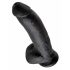 King Cock 9 - Dildo grande con base adherente y testículos (23 cm) - negro