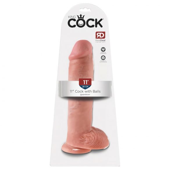 King Cock 11 - Dildo con ventosa y testículos (28cm) - natural