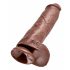 King Cock 11 - Gran dildo con ventosa y testículos (28cm) - marrón