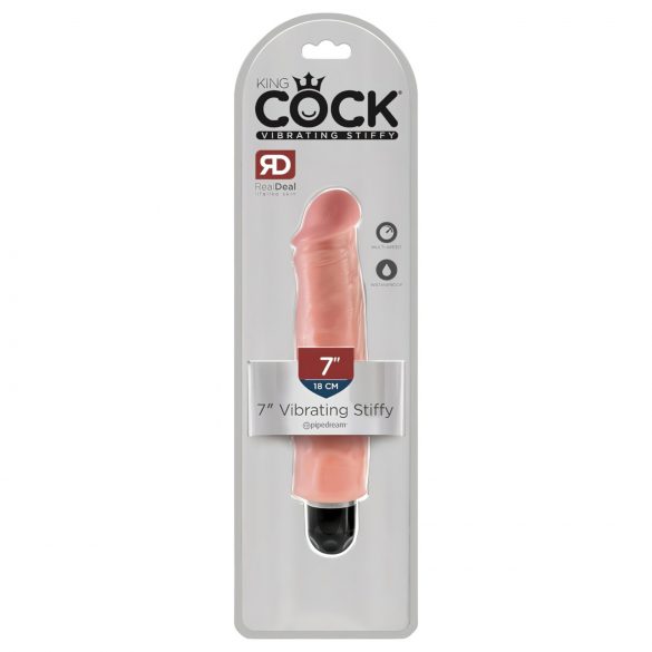 King Cock 7 Stiffy - Vibrador realista e impermeable (18cm) - natural