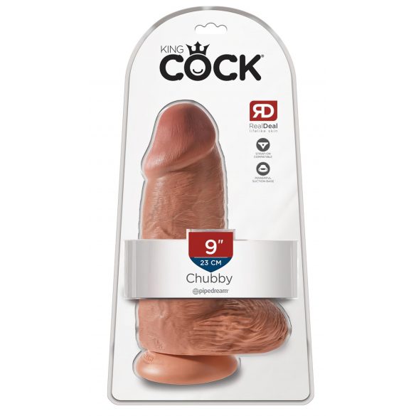 King Cock 9 Chubby - Dildo 23cm con ventosa - Tono oscuro natural