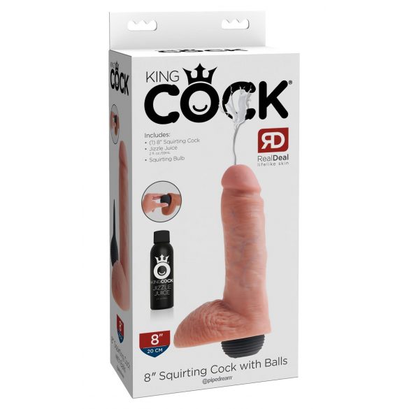 King Cock 8 - Dildo realista con espray (20cm) - natural