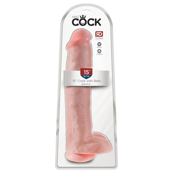 King Cock 15 - Dildo con ventosa y testículos (38cm) - natural