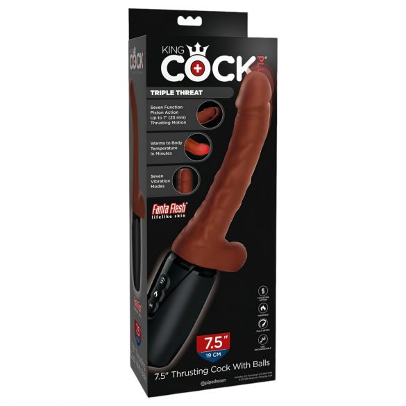 Vibrador realista King Cock Plus 7,5 marrón