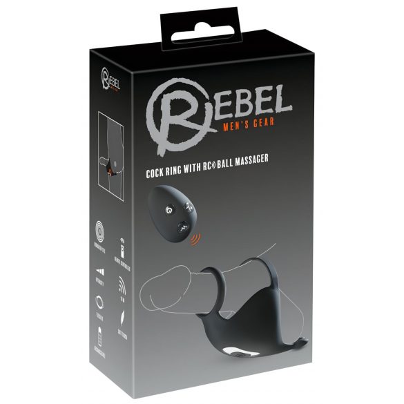 Rebel - Anillo vibrador recargable para pene y testículos (negro)