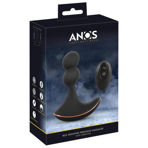 ANOS - Vibrador Anal Giratorio de Doble Motor (Negro)