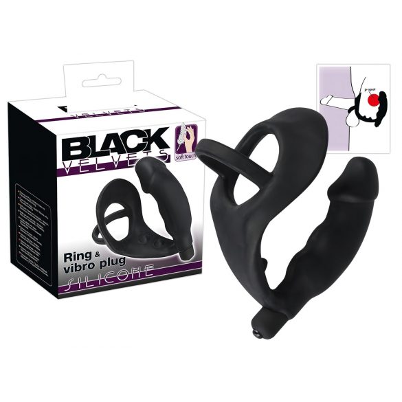 Black Velvet - Anillo Vibrador Anal con Estimulador de Pene y Testículos (Negro)