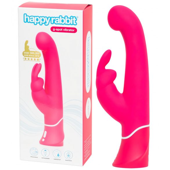 Happyrabbit Punto G - vibrador rosa con brazo estimulador, resistente al agua