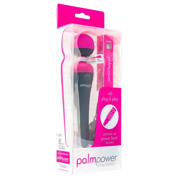 PalmPower Varita - vibrador masajeador con powerbank (rosa-gris)