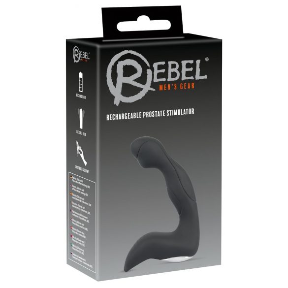 Rebel - Vibrador anal ondulado recargable para principiantes (negro)