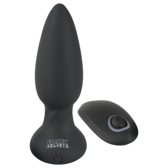 Black Velvet - Vibrador anal giratorio con perlas (negro)