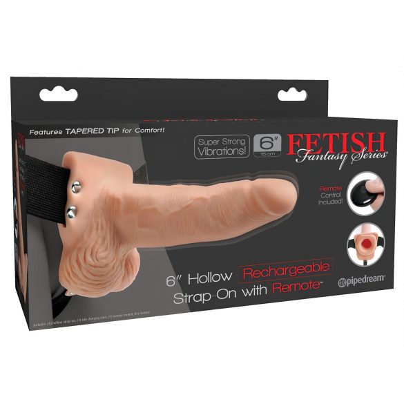 Arnés Fetiche 6 - vibrador hueco con mando (piel)