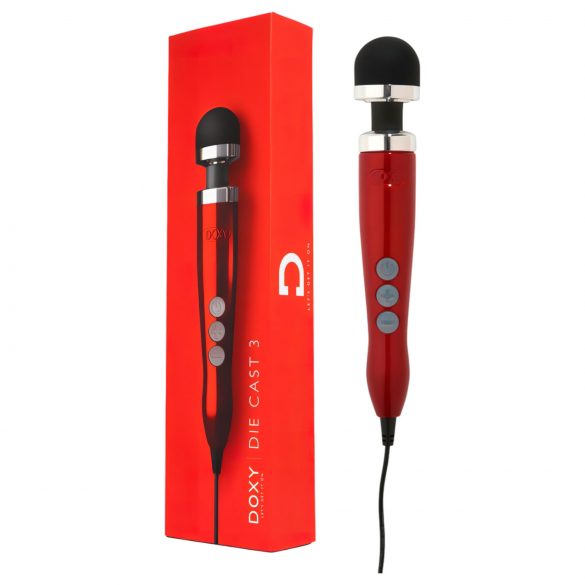 Doxy Die Cast 3 Wand - masajeador vibrador rojo (con cable)