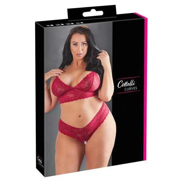 Cottelli Tallas Grandes - Conjunto de Sujetador de Encaje Suave (Rojo) - 2XL