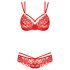 Conjunto de encaje rosa Obsessive 860-SET-3 (rojo) - L/XL