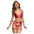 Conjunto Brillante Cottelli Bondage - Sujetador y Esposas (Rojo)