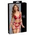 Conjunto Brillante Cottelli Bondage - Sujetador y Esposas (Rojo)