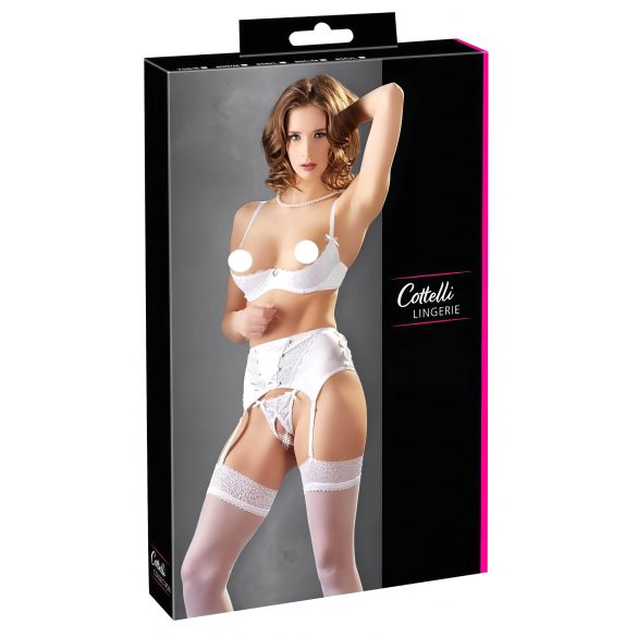 Cottelli - Conjunto elevador de busto con encaje y cordones (blanco) - 85B/L