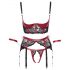 Cottelli Bondage - Conjunto rojo con encaje y efecto push-up mate - L