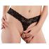 Cottelli - Tanga de Encaje con Doble Perla (Negro)