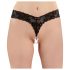 Cottelli - Tanga de Encaje con Doble Perla (Negro)