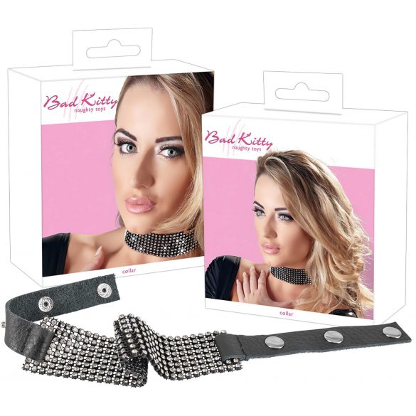 Bad Kitty - Collar negro con diamantes