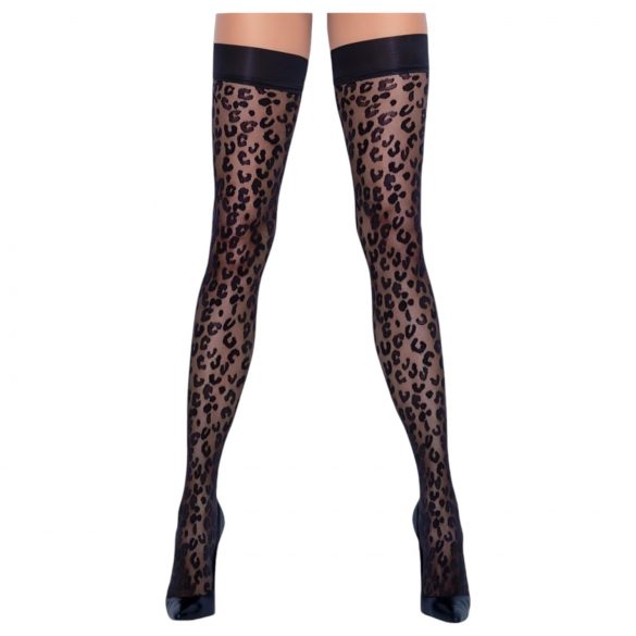 Cottelli Legwear - Medias Altas Estampado de Leopardo (Negro)