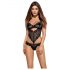 Body de encaje floral negro Obsessive Alluria