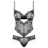 Body de encaje floral negro Obsessive Alluria