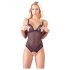 Cottelli - Body abierto de encaje con perlas (negro) - XL