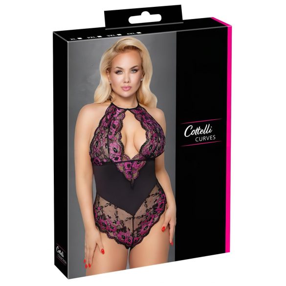 Cottelli Tallas Grandes - Body Floral (Negro-Violeta)