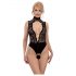 Abierta Fina - body de encaje abierto con strass (negro) - M