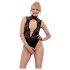 Abierta Fina - body de encaje abierto con strass (negro) - M