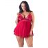 Cottelli Tallas Grandes - Babydoll Rojo de Encaje y Gasa - 3XL