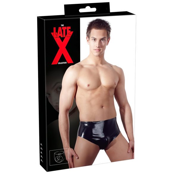 LATEX - calzón masculino con dildo anal cónico (negro)