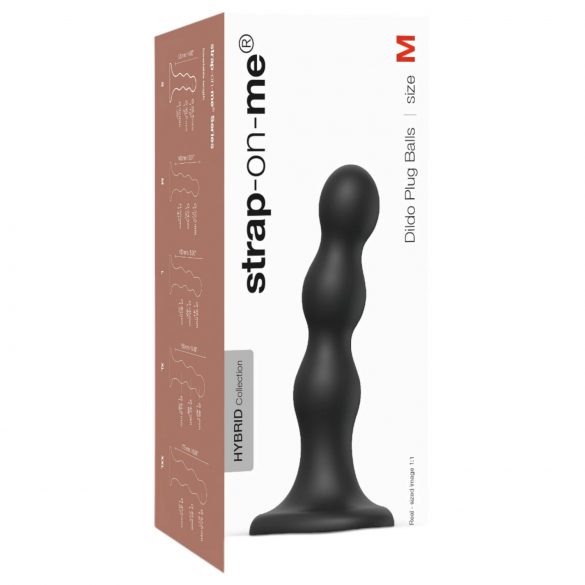 Dildo con bolas y soporte M - negro