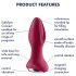 Satisfyer Rotator Plug 2 - vibrador anal con perlas recargable (rojo)