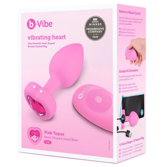 B-Vibe Heart - Vibrador Anal Recargable con Control Remoto (Rosa)