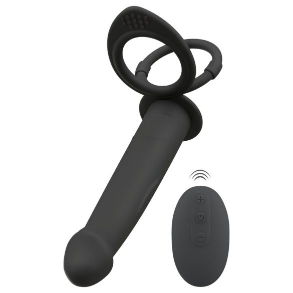 Vibrador anal doble negro con arnés