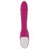 Vibrador púrpura con lamidos y empujes.