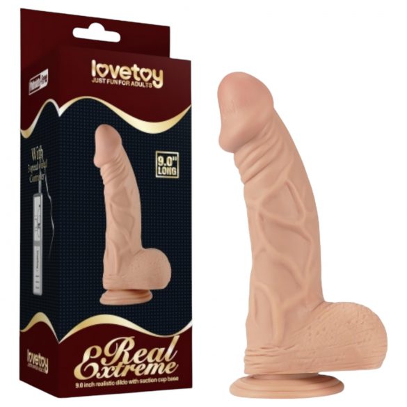 Lovetoy Real Extreme - Dildo con Ventosa y Testículos, 23cm (Natural)